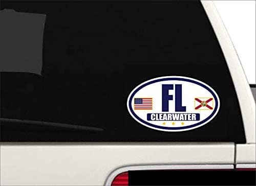 Знаме На Флорида / Американско Знаме Овална 3м Винил Браник Налепница Налепница / морнарица &засилувач; Злато Клирвотер, ФЛЕШ