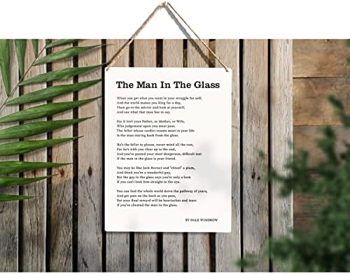Човекот во стаклото дрво знак инспиративни поезии дрвени знаци Рустикална висина плакета домашна канцеларија wallидна уметност 8 x