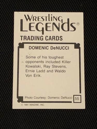 Доменик Денучи 1991 Замислете ги легендите за борење потпишана автограмирана картичка - Фотографии за автограми во борење
