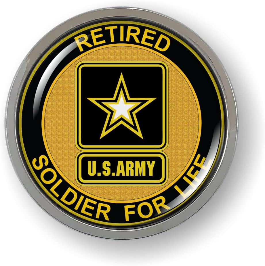 [Официјално лиценциран производ] - Американска армија пензиониран војник за живот 3Д куполи со амблем на амблем на налепница на налепница