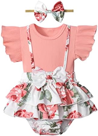 Tyesmo бебе девојче ромпер фустан новороденче девојче облека руфла краток ракав бебе девојче ромери девојче летна облека