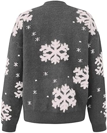 Женски дебели џемпери моден Божиќен џемпер половина висок врат со долг ракав џемпер зимски фустани џемпер