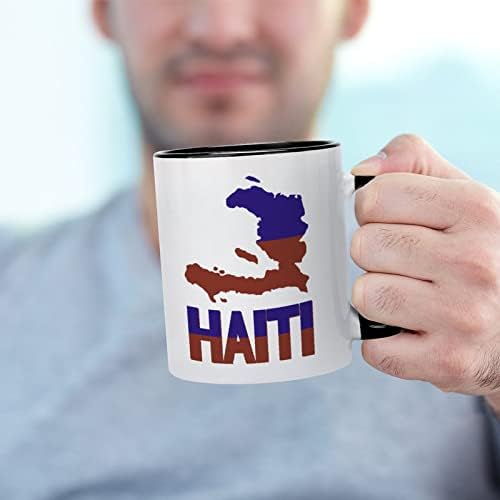 Хаити Мапа Знаме Керамичка Кригла Креативна Црна Внатрешна Шолја За Кафе Издржливи Чаши За Рачка Уникатни Подароци
