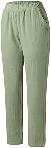 Работни панталони за жени жени панталони печати со џебови долги лабави панталони памучни обични панталони со високи половини