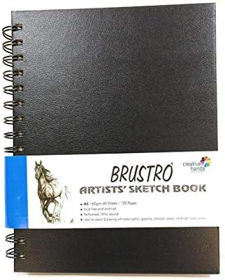 Brustro Wiro Bound Bound Artists Sketch Book, A5 големина, 120 страници, 160 GSM A5 Wiro