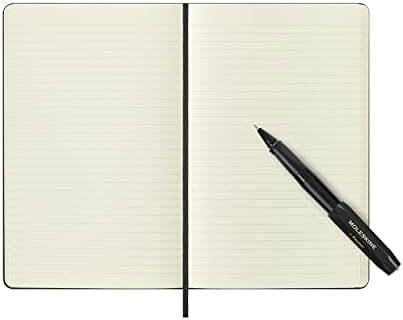 モレスキン Kawpensetntbk молкески тетратка, класичен тетратка + кавеко базирана на топка за пенкало, тврд портокал, владее, големи, црни
