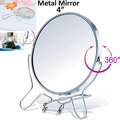 Дуба тркалезна шминка Vanity Mirror 360 степени ротирачки странични огледала рамка од не'рѓосувачки челик