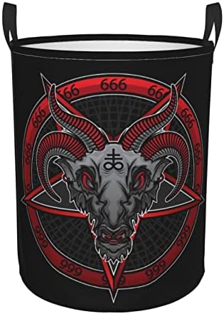 Бафомет Демон 666 Кошница За Перење За Жени Тинејџери Девојки Соба, Мали Склопувачки Цветни Печати Перење Попречуваат Валкани Мали