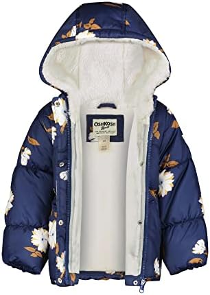 Зимски палто на Ошкош Б Бој, бебе девојчиња, морнарица со стилски цветен дизајн