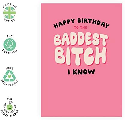 Централна 23 мама роденденска картичка - Најдобри картички за роденден за жени - „Најлошо кучка“ - Смешна баба за роденденска
