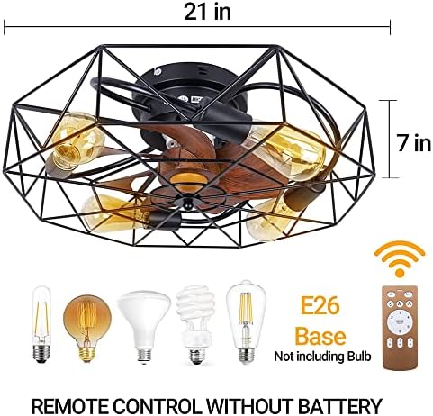 Комплет за светло на вентилаторот на таванот Пакфан, 21 3 брзини прилагодливи, индустриски тавански светла со далечински, fansелезни тавани за