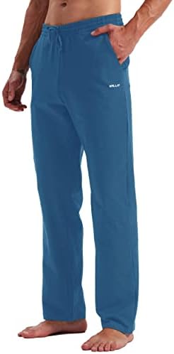Вилит машка памучна јога џемпери за вежбање панталони отворено дно атлетски дневни панталони лабави машки пот панталони со џебови