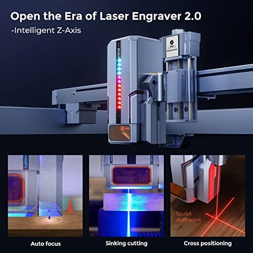 Ikier K1 Ultra Laser Graver со пумпа за помош на Auto Air, 36W излезен ласерски секач и гравура машина, машина за гравура на ласерско ласерско DIY, ласерски гравура за дрво и метал, акри
