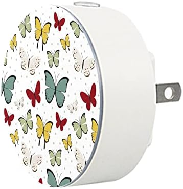 2 приклучок за приклучок за ноќно светло LED ноќно светло слатки пеперутки со сензор за самракот до зори за детска соба, расадник, кујна,