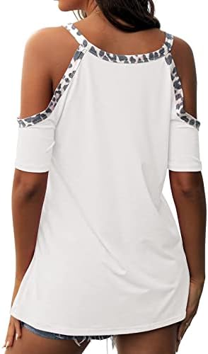 Есен летен врвен маица за тинејџерски девојки кратки ракави ладно рамо екипаж памук салон