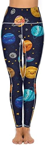 Астро колекција-сонце Меркур Венера, женски јога панталони со џебови со високи тренинзи за тренингот со високи половини