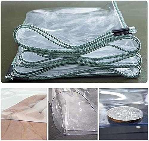 WHCQ Тарпаулин водоотпорна, тешка транспарентна тарп -покривка ПВЦ меко стакло, транспарентно 99,99% пластична пластична изобилна ткаенина,