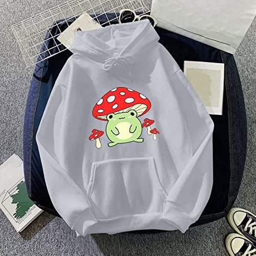 DSFVUS Graphic Crewneck Sweatshirt Womens Cute Cute Frog Sweatshirt Kawaii Mushroom Hoodie Halkeeen Sumsshirts For Women