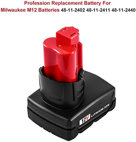 2 пакет 12V 6.0AH батерија и полнач компатибилен со Milwaukee M12 Battery XC Lithium 48-11-2411 48-11-2420 48-11-2401 48-11-2402 48-11-2401