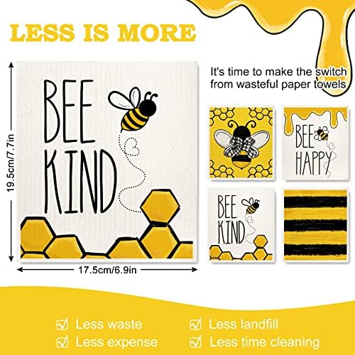 Секој дизајн мед пчела шведски Садови Пчела Вид Пчела Среќна Кујна Крпа За Садови За Повеќекратна Употреба Абсорбента Памучна Крпа За Садови