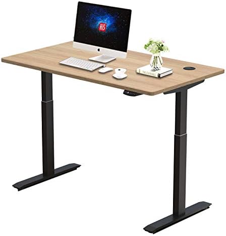 Hi5 Електрична висина прилагодлива стоечка биро, со контролен панел на целата табла LED 47,2 x 24 инчи Седи штанд за домашна канцеларија