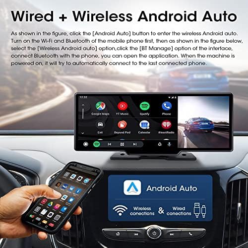 10 Автомобил Радио Стерео Екран На Допир Bluetooth Мултимедијален Плеер Безжичен Apple CarPlay Android 64GB Sd Картичка WiFi/AM/FM/Огледало