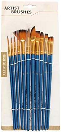 Гуангминг - Најлонски четки за боја на уметник, 12 парчиња акрилни и маслени слики за четки со 2 палети, дрвена рачка фино рамна