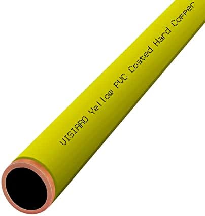 Visiaro Yellow PVC обложена тврда бакарна цевка, 1mtr, надворешна DIA 5/8 инчи, дебелина на wallидот 19 SWG, 1,5 mm PVC облога,
