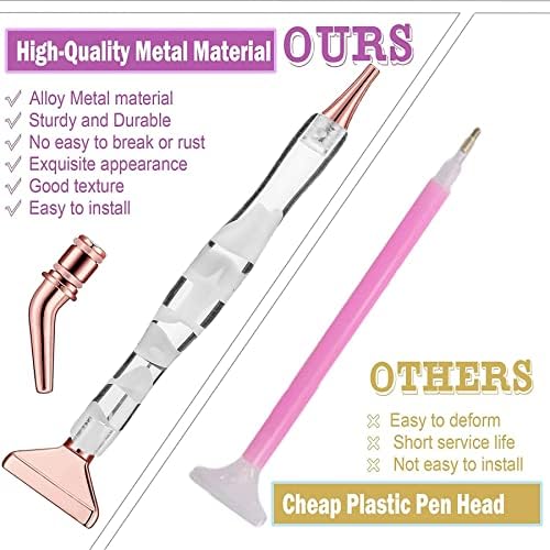 Heyseri 14pcs дијамантски сликарски додатоци за пенкало Алатки Сет, Исклучителни совети за метално пенкало од не'рѓосувачки челик, ергономски