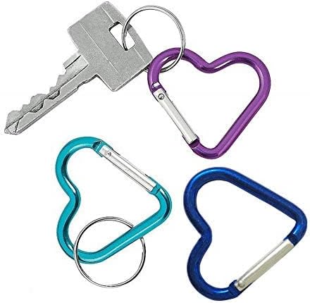 Beetoo Heart во форма на карабинер кука, алуминиумска легура за прицврстување на клипот, држач за клучеви, алатка за клучеви за
