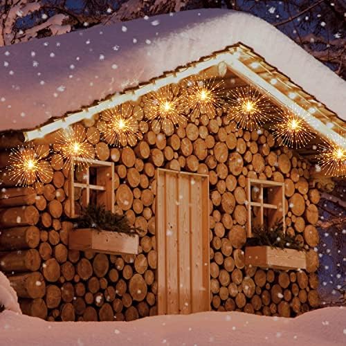 MIDDIA 4 PACK Божиќни светла на отворено 200 LED огнометни светла батерија напојувачки лустер со далечински, висат самовила за дрво двор, белведер шатор завеса спална соба ?