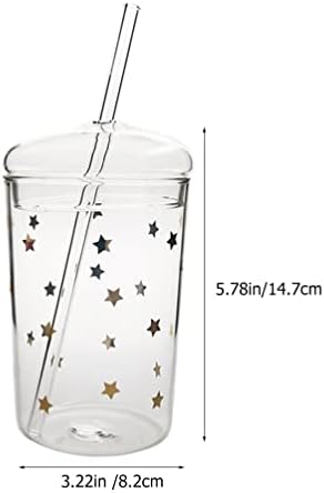 ТОПБАТИЈА Проѕирни Стаклени Чаши Со Капаци Чаши За Пиење За Повеќекратна Употреба Со Слама: Чаши За Смути Во Устата Ледени Чаши За Кафе За