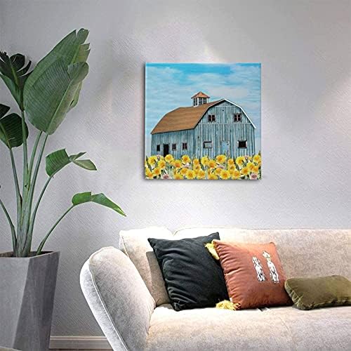 Бања Вантбоо со сина штала платно wallидна уметност слика земја куќа кујна декорација уметнички дела сликарство декорација подготвена за виси 20x20 инчи