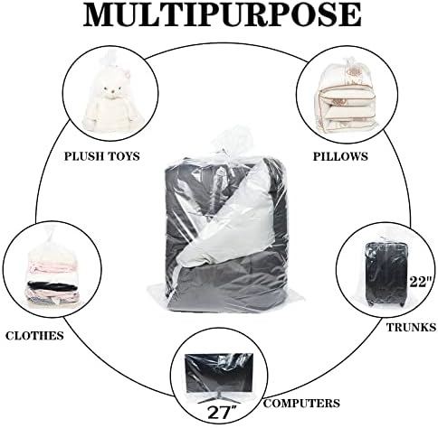 5 пакувања 32*42 инчи чисти пластични кеси за складирање во прав од влакно, џамбо, се движат и торба за складирање за ќебе облека