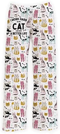 Кратко лудило маче мачка дневна панталони за пижами - свиленкаста мека, дишење, истегнување, со џебови и влечење на половината