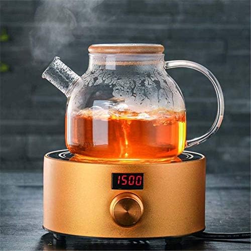 Боросиликат стаклен чајник со чај саксија со котел со бамбус со голем капацитет, отпорен на топлина стаклен пијалок за пијалоци