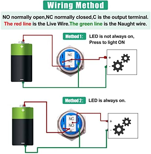 Twidec/16mm Подигната звучникот на звучникот Моментно влечење на копчето 5/8 Дупка за монтирање 12V зелена LED светло сребрена