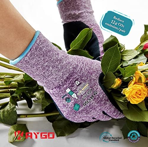 Работни ракавици на Кејго за жени KGE19L Еко пријателски нараквици со обложена гума, 3 пара