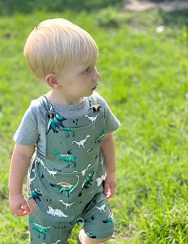 Килиекс новородено момче облека со цврста кошула + диносаурус кратки комбинезори со суспензија 2 парчиња облеки