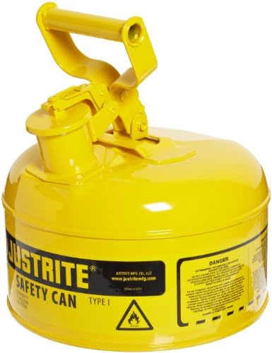 Justrite 7110200 1 галон, галванизиран челик тип I жолт безбедност конзерва