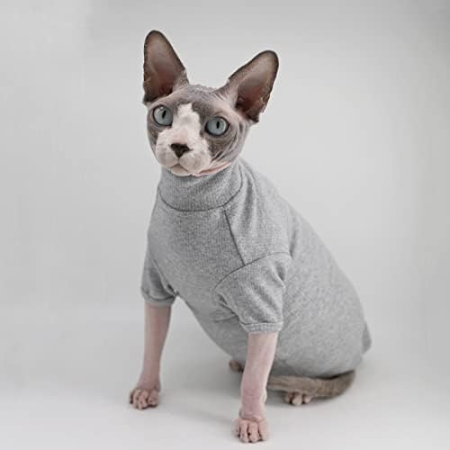 Sphynx без влакна мачки кошула памучна мачка мачка желка џемпер пулвер маици маици со ракави мачки пижами скок за сфинкс корнуш Рекс, Девон