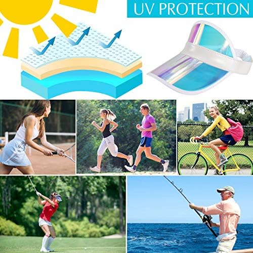 Ultrafun Unisex бонбони бои во боја на сонцето визии пластични чисти УВ -заштита капа за спортски активности на отворено