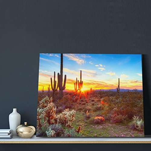Кактус пустина зајдисонце wallидна уметност платно сликарство со броеви галерија за уметности на акрилно масло за сликање, модерна домашна