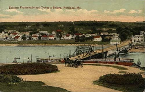 Источен шеталиште и мост на Туки Портланд, Мејн Мене оригинална античка разгледница