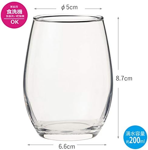 Toyo Sasaki Glass B-00312 Јапонски саке Shochu Glass, Clear, 6,8 fl Oz, направено во Јапонија