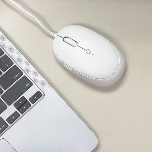 MACALLY USB C Глушец За Mac Со Копче За Назад - Чист И Едноставен Жичен Глушец За Mac И КОМПЈУТЕР-Приклучок И Репродукција