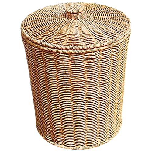 Topbathy Rattan Flower Bashter Rustic trash Can Can Rattan Wonen The Trainbasket Contein Container со капаци плетени алишта