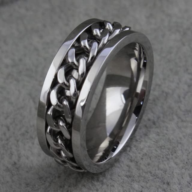 Колезо 8мм Сребрен ланец прстен за мажи и жени-45819
