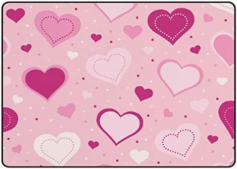 Tsingza Soft килим со големи површини, розови loveубовни срца удобно затворено тепих, бебе игра душек за дневна соба спална соба расадник