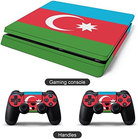Знаме На Азербејџан Налепница Кожа ЗА Пс-4 Тенка Конзола и Контролер Целосна Обвивка Заштитник На Кожата Покритие Компатибилен СО ПС-4 Про